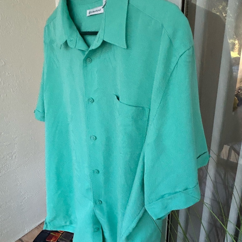 Cubavera Men's Casual Button Down Shirt - Green